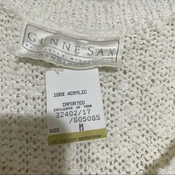 Gunne Sax by Jessica mcclintock Handloomed 100% Arcyic White Dress Size Medium - Picture 3 of 4